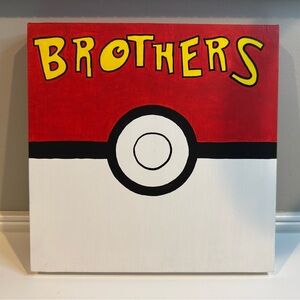 Hand painted Brothers Pokemon style wall canvas art 11x11
